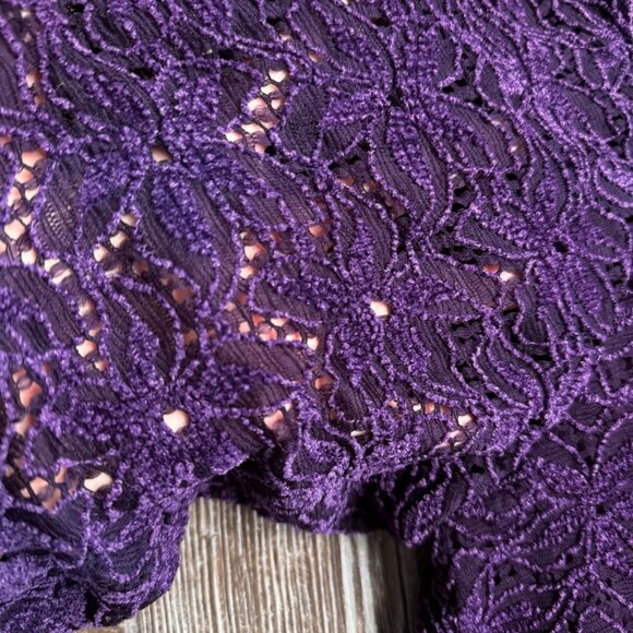 Maggie Barnes Catherines Shirt Top Women 3XWP Purple Lace Burnout Sheer Textured - Picture 3 of 6